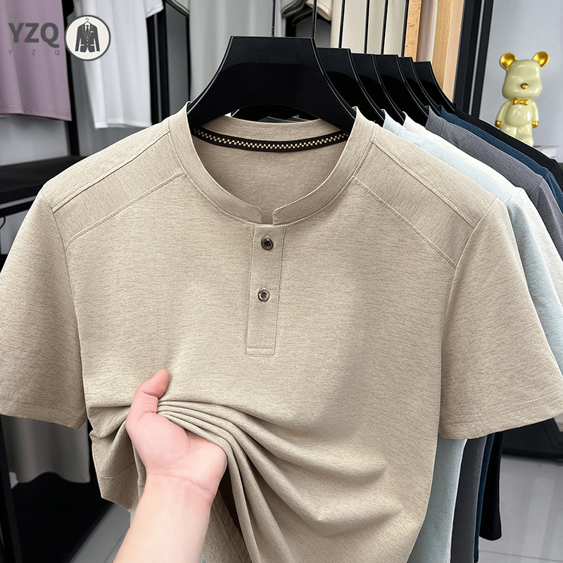 Embellish Knit - 2026 Fashion Men's Henley Neck Tee