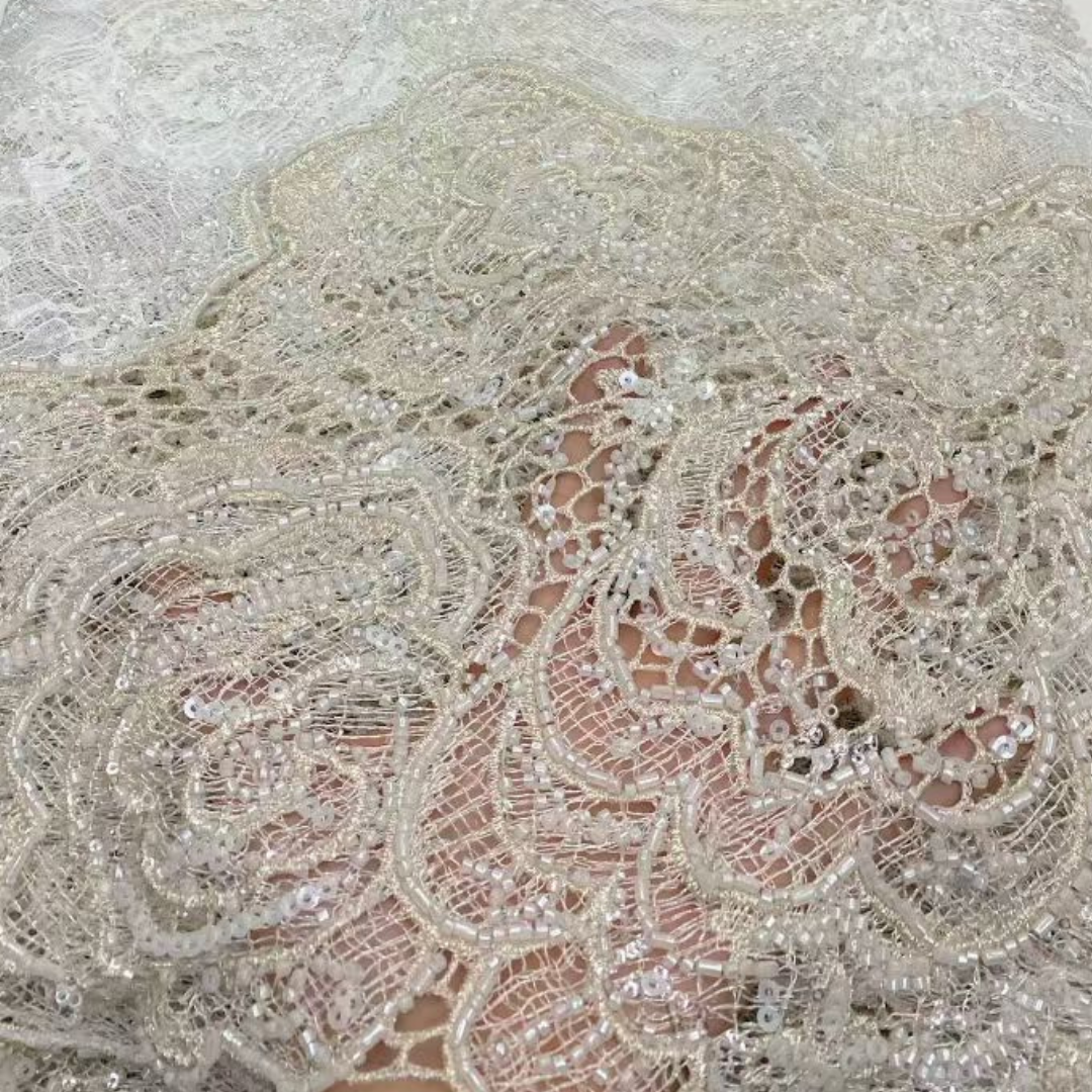 Beaded Trim Fringe - Lastest African French Floral Embroidery Lace