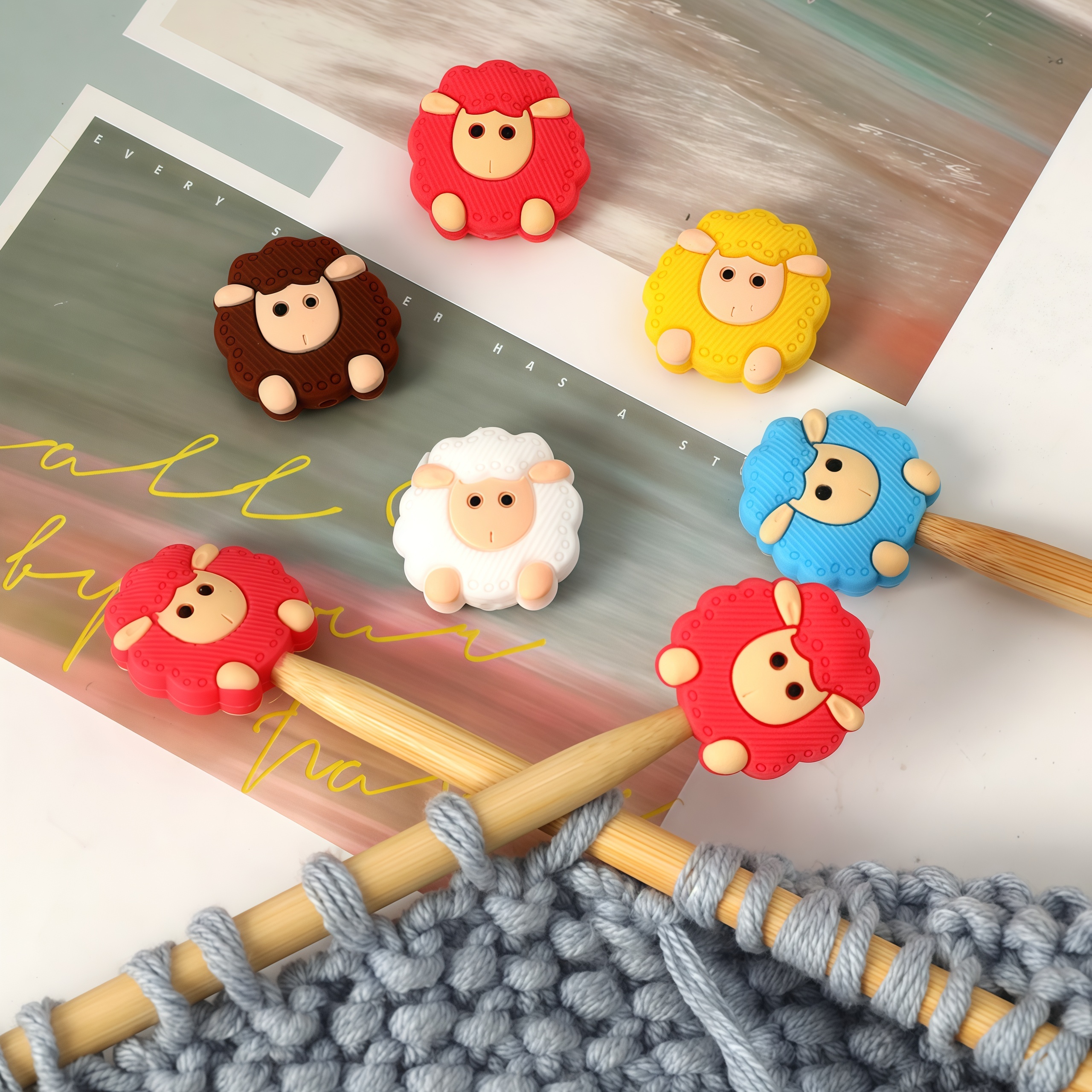 Pom Pom Maker Tool - 4/6pcs Silicone Little Sheep Knitting Needle