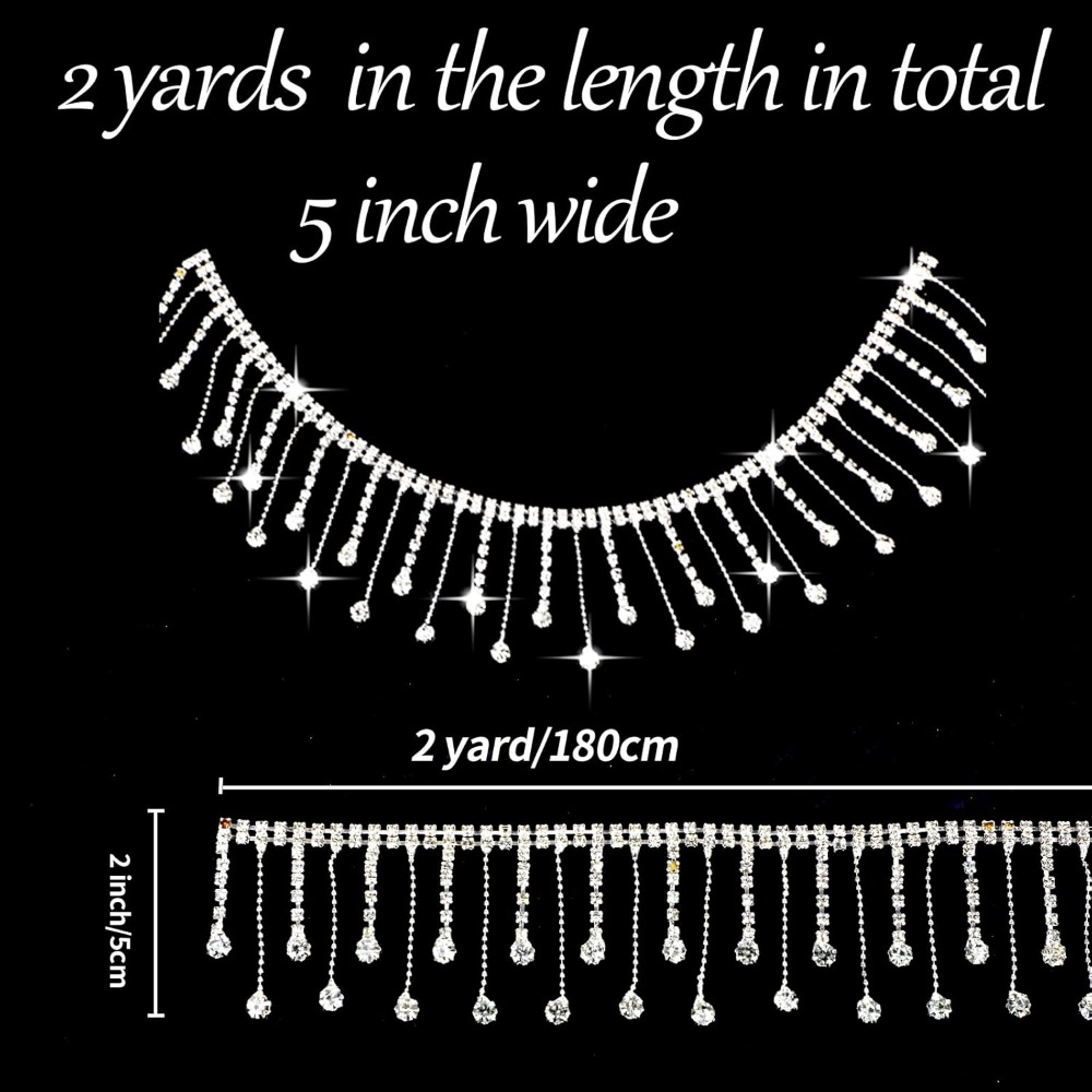 2 Yards Rhinestone Fringe Trim - Beaded Trim Fringe incelemesi ve fiyatı