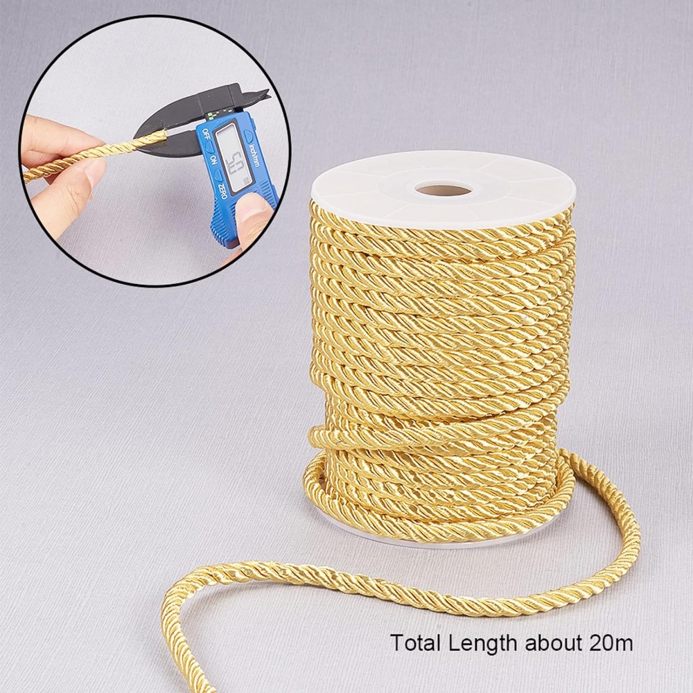 5mm 18 Yards Twisted Gold Rope - Cord Trim Twisted incelemesi ve fiyatı