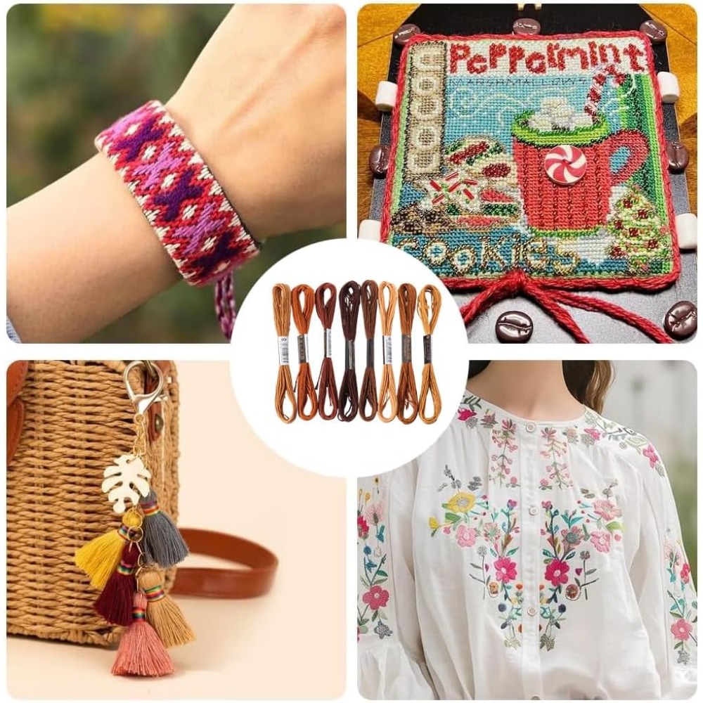 8 Skeins 6 Strands Brown Embro - Embroidery Embellishments incelemesi ve fiyatı