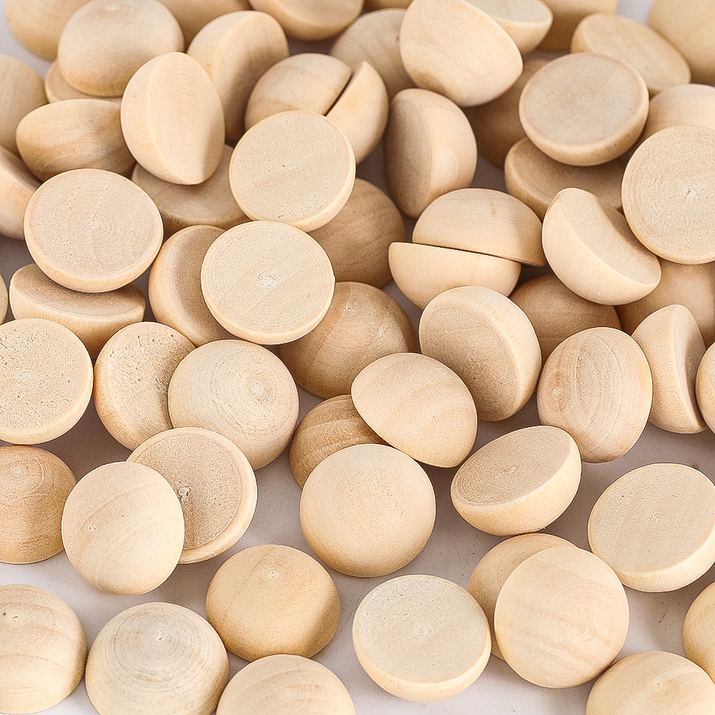 D2 50Pcs 15mm Half Wood Balls  - Craft Embellishments incelemesi ve fiyatı
