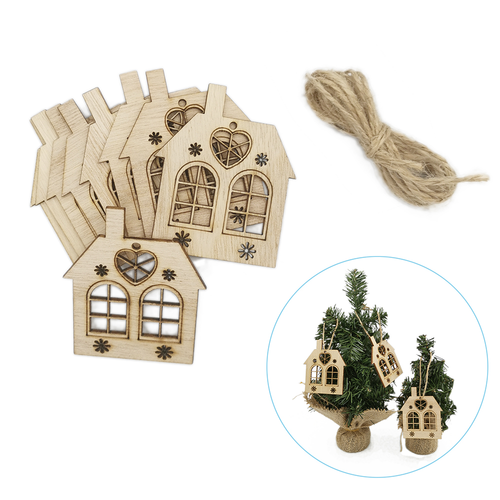 10pcs Wooden Hollow House Cuto - Christmas Craft Embellishment incelemesi ve fiyatı