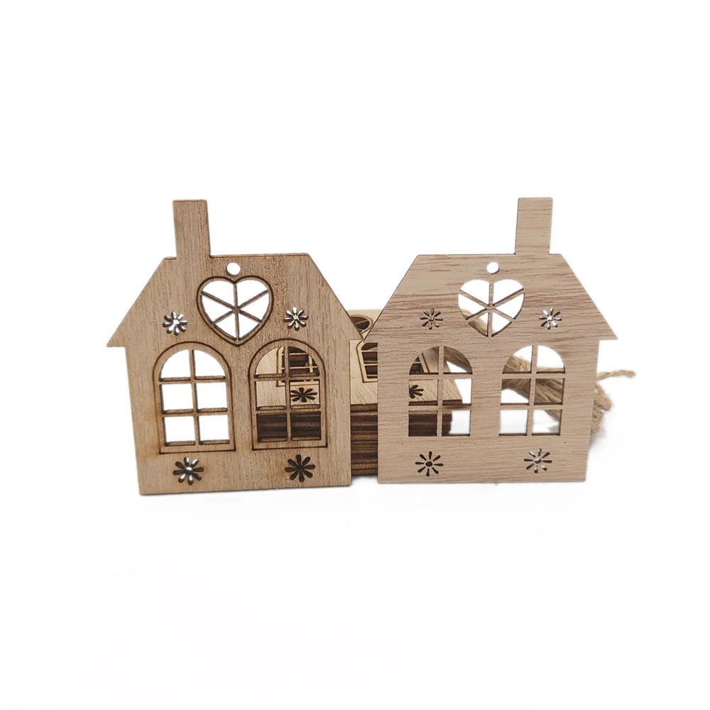 10pcs Wooden Hollow House Cuto - Christmas Craft Embellishment incelemesi ve fiyatı