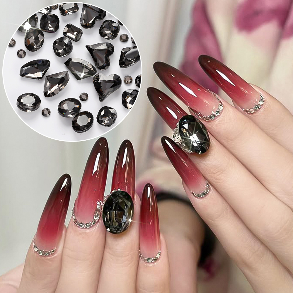 12Grids 3D Black Heart/Square/ - Hotfix Rhinestone Sheet incelemesi ve fiyatı