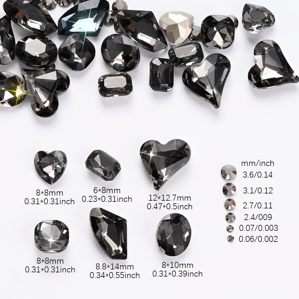 12Grids 3D Black Heart/Square/ - Hotfix Rhinestone Sheet incelemesi ve fiyatı