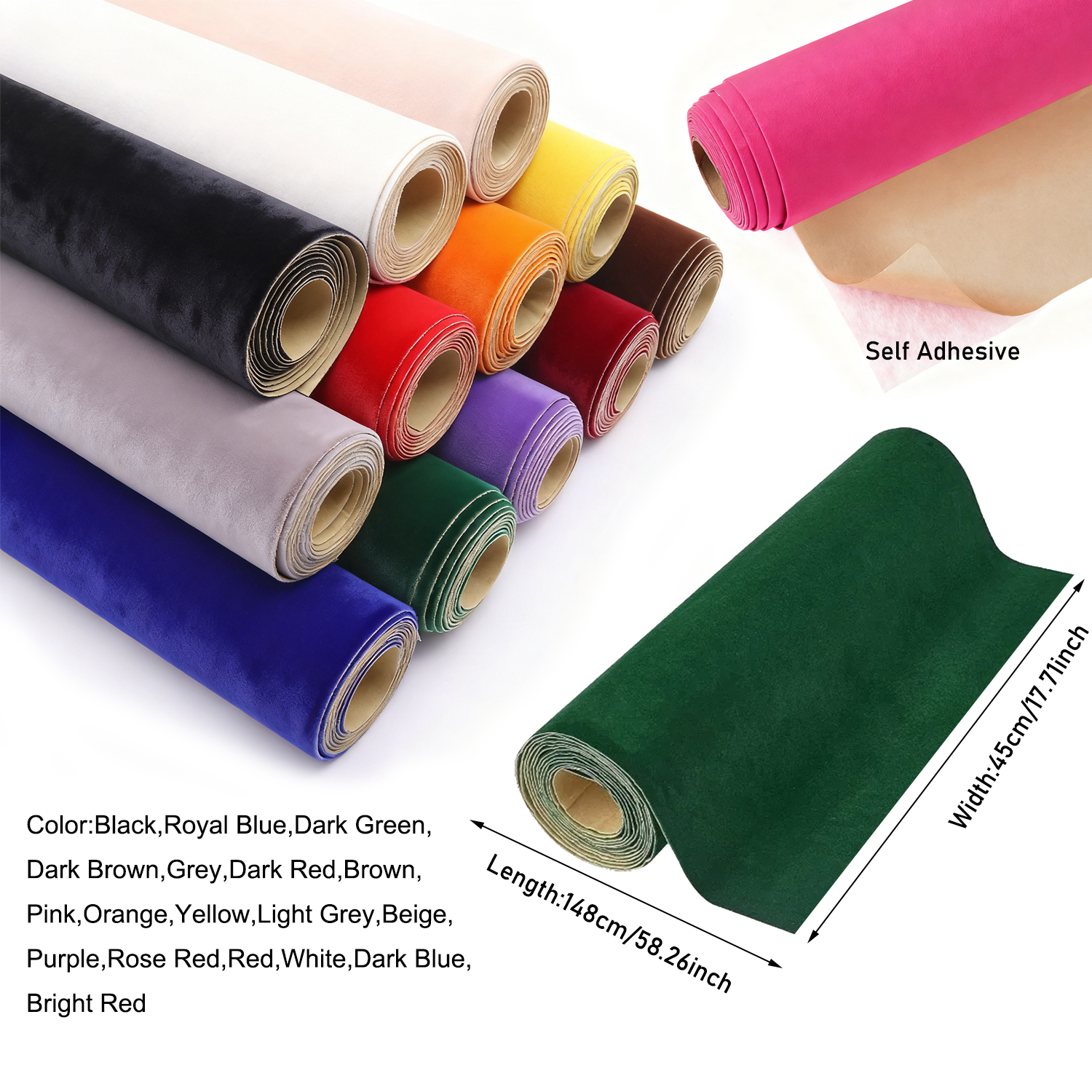 1 roll 45 x 148cm Self-adhesiv - Velvet Ribbon Roll incelemesi ve fiyatı