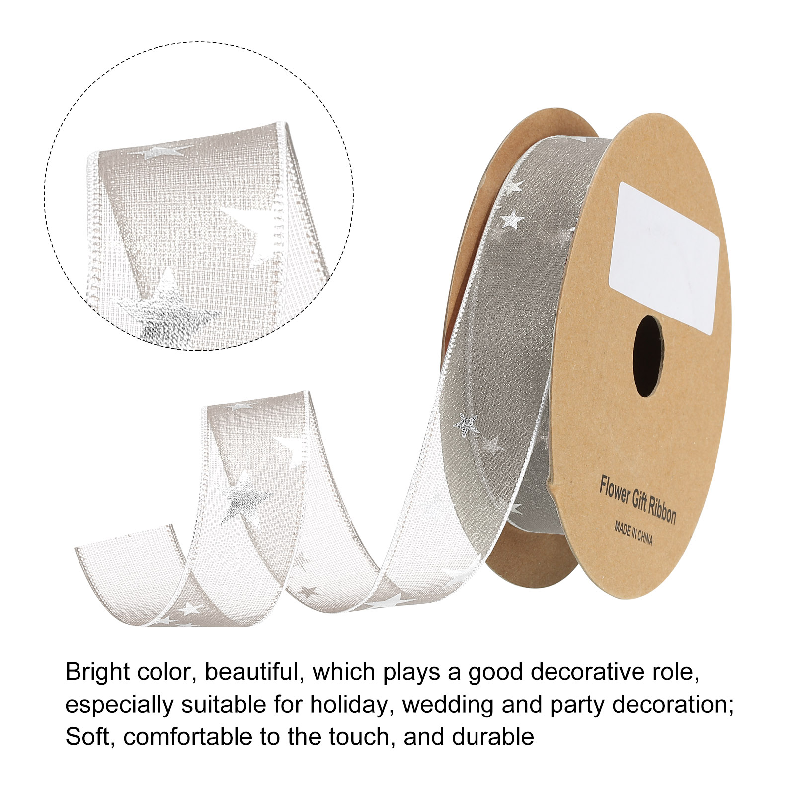 1 Inch 20 Yard Star Organza Sh - Organza Ribbon Spool incelemesi ve fiyatı