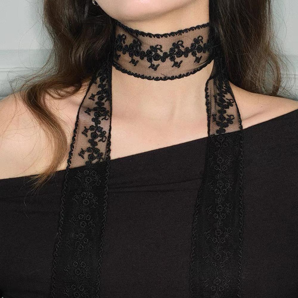 Elegant Lace Scarf Bow Necklac - Lace Ribbon Trim incelemesi ve fiyatı