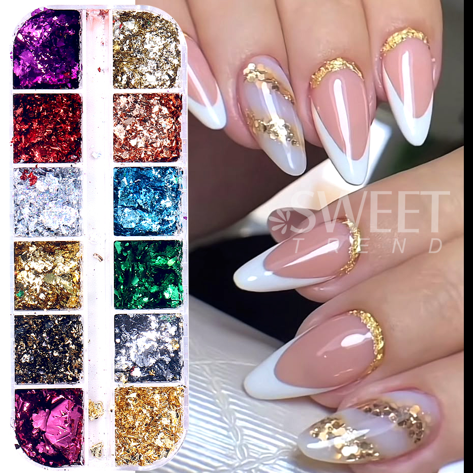 12 Grids Golden Foils Nails Gl - Glitter Vinyl Roll incelemesi ve fiyatı