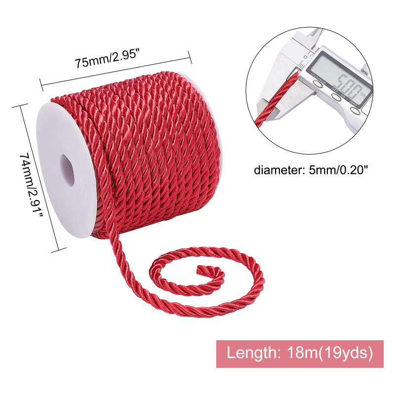 19.6 Yard Red Silk Rope 3-Ply  - Cord Trim Twisted incelemesi ve fiyatı