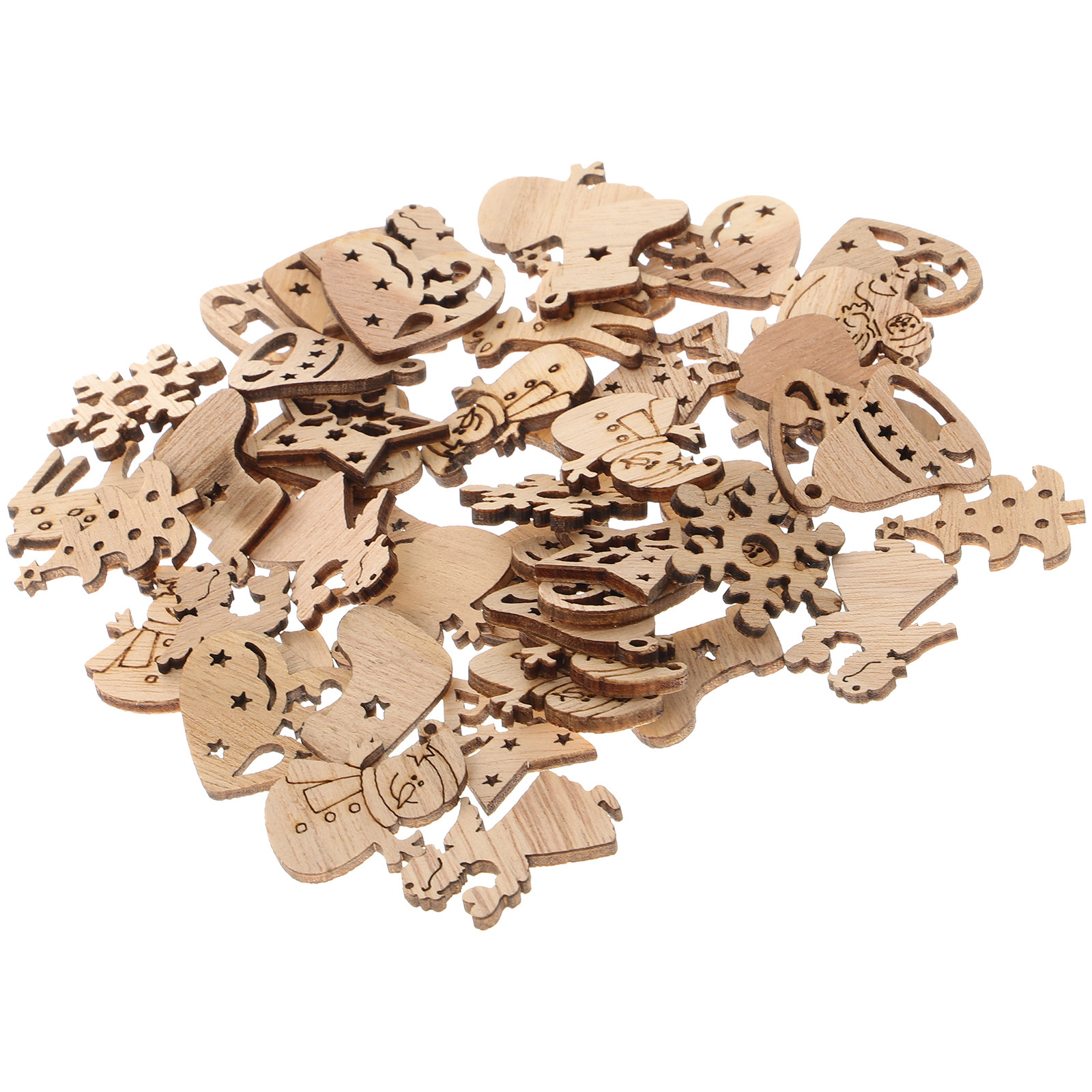 50Pcs Premium Wooden Shapes Cu - Christmas Craft Embellishment incelemesi ve fiyatı