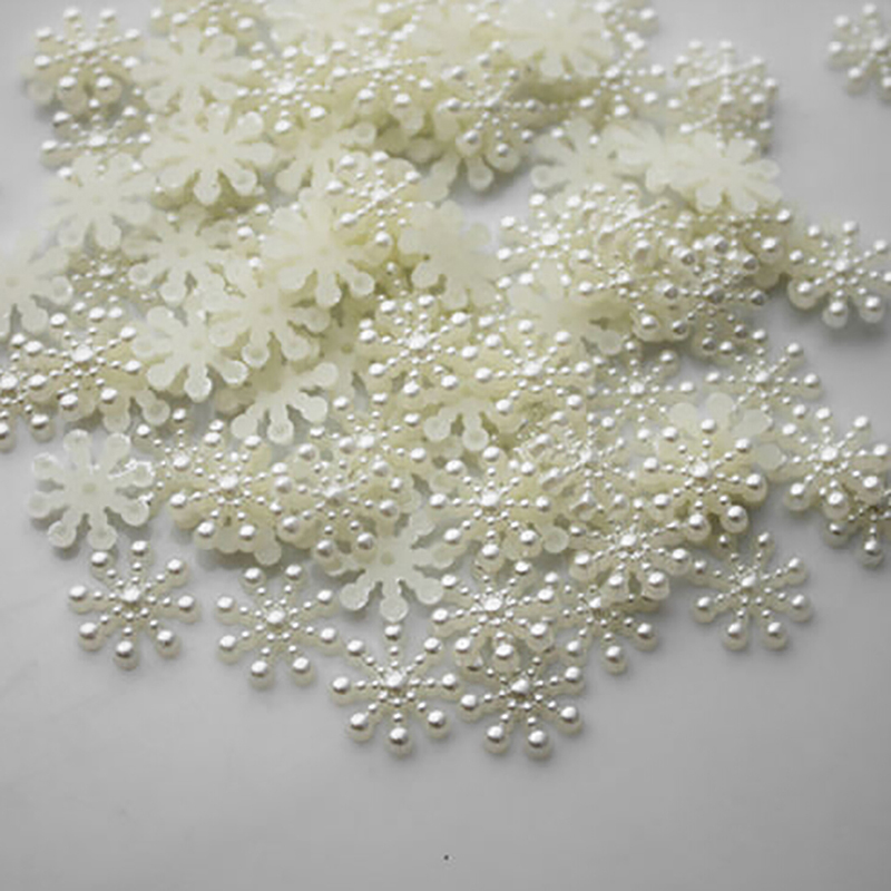 100pcs White Pearl Resin Snowf - Christmas Craft Embellishment incelemesi ve fiyatı