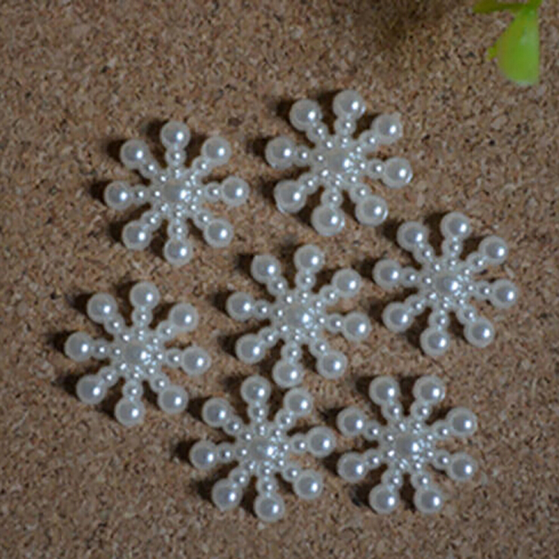 100pcs White Pearl Resin Snowf - Christmas Craft Embellishment incelemesi ve fiyatı