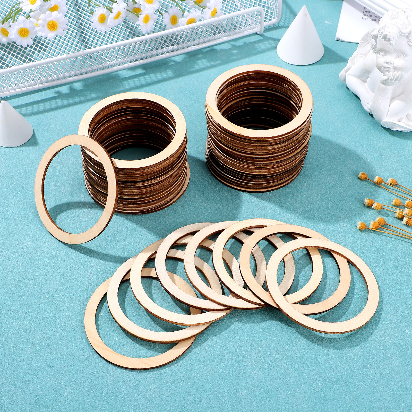 50Pcs Round Wooden Circle Embe - Christmas Craft Embellishment incelemesi ve fiyatı