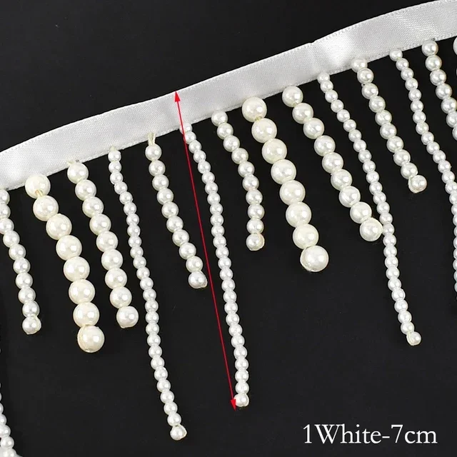 1/2Yards Pearl Beaded Tassel F - Beaded Trim Fringe incelemesi ve fiyatı