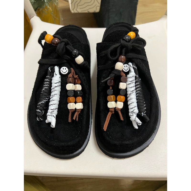 Women Men Clogs Cow Suede Leat - Guipure Lace Panel incelemesi ve fiyatı