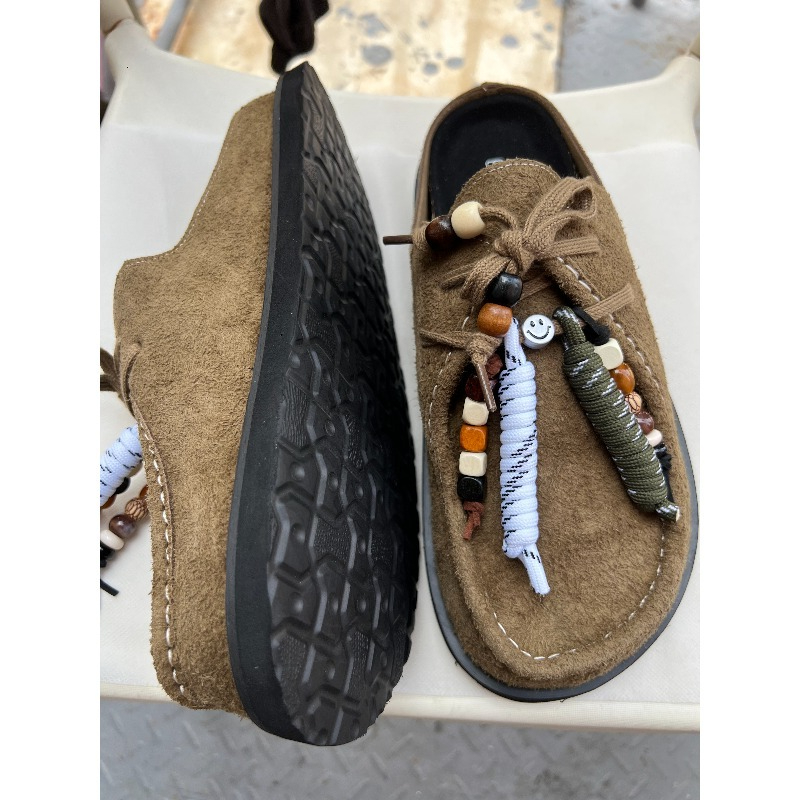 Women Men Clogs Cow Suede Leat - Guipure Lace Panel incelemesi ve fiyatı