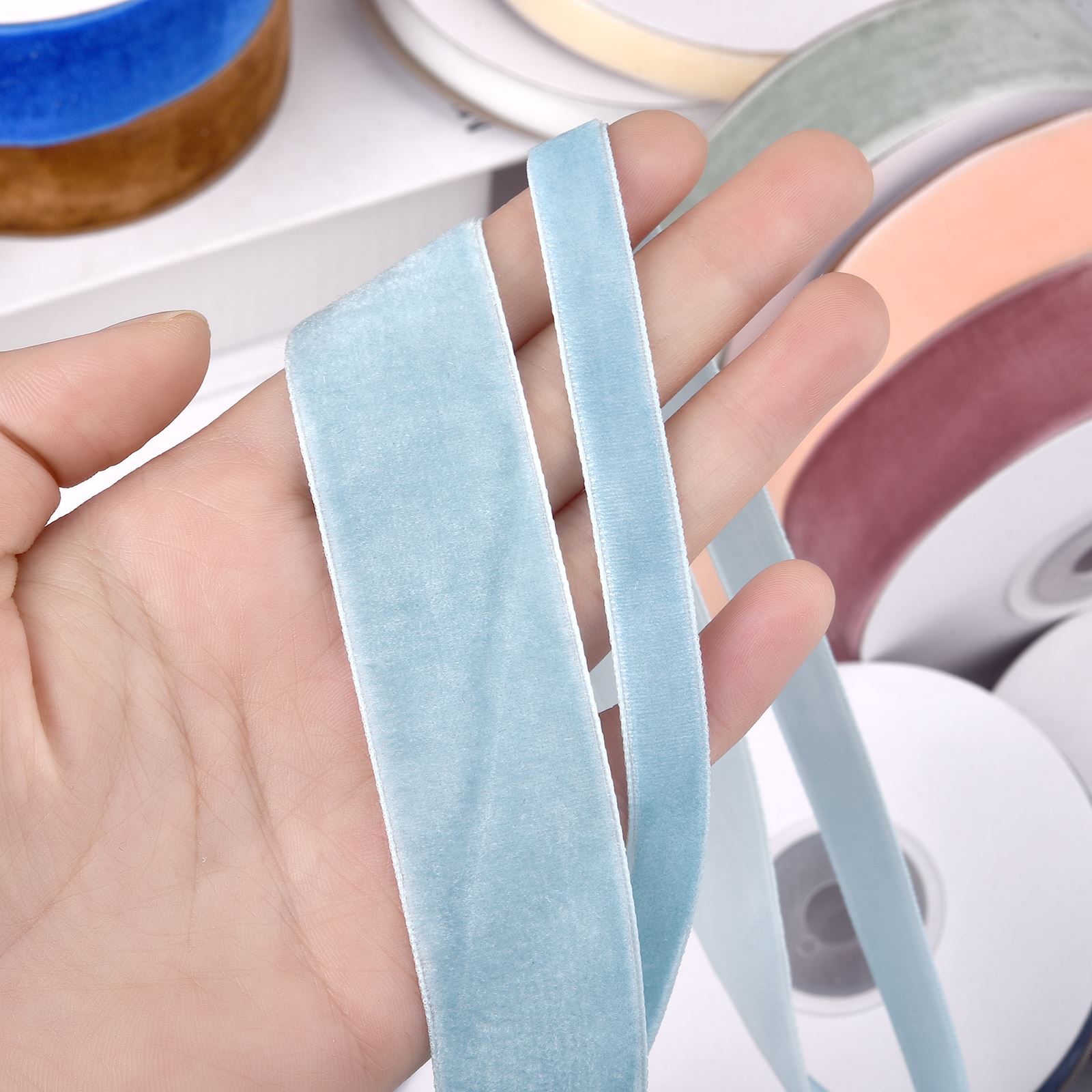 10/25mm 5Yards Roll Single Fac - Velvet Ribbon Roll incelemesi ve fiyatı